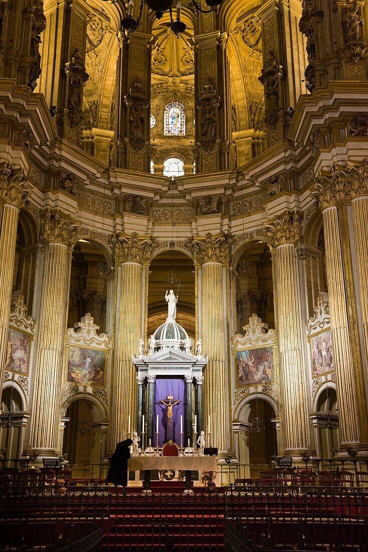 Interior Of Cathedral; Malaga, Malaga Province, Spain