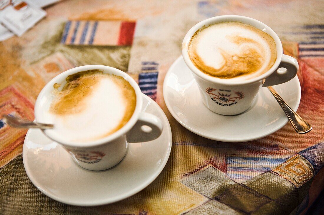 Two Cappuccino Cups; Rome, Italy