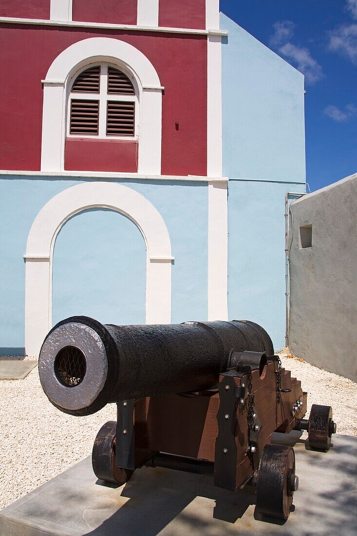 Cannon Outside Historic Fort; Fort Zoutman Historical Museum, Oranjestad, Island Of Aruba, Aruba, Kingdom Of The Netherlands