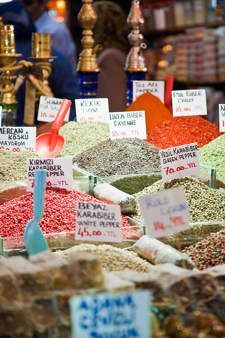 Istanbul, Turkey; Spice Display In The Grand Bazaar