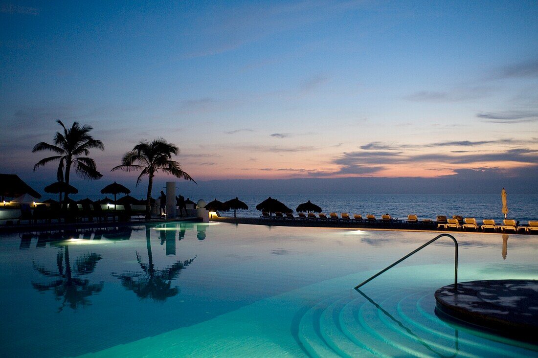 Holiday Resort At Dusk; Puerto Vallarta, Mexico
