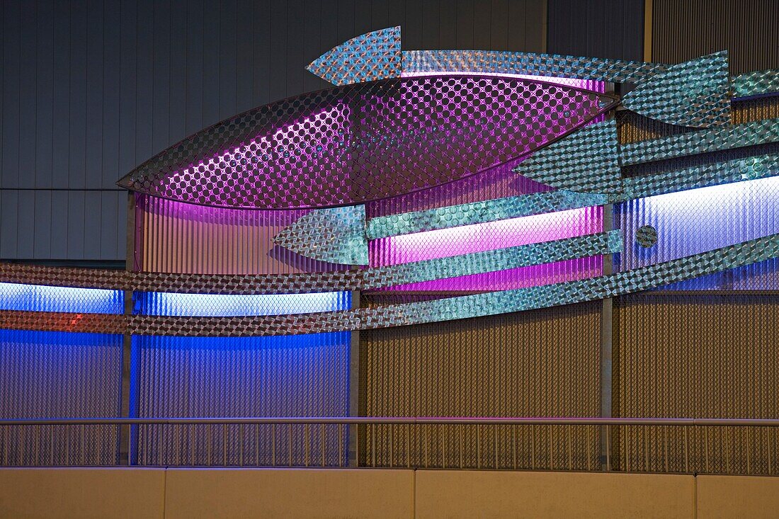 Neon Fish In Convention Center; Spokane, Washington, Usa