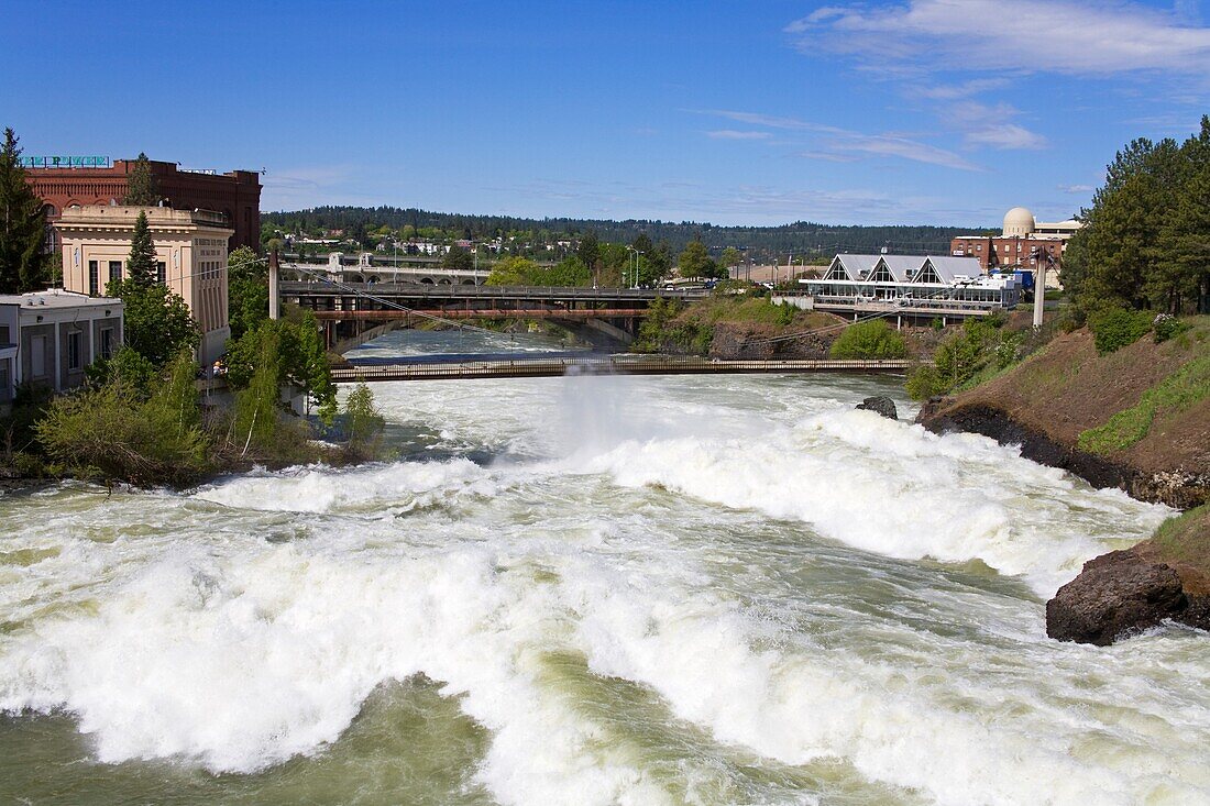 Spokane River During Major Flood In Riverfront Park; Spokane, Washington, Usa