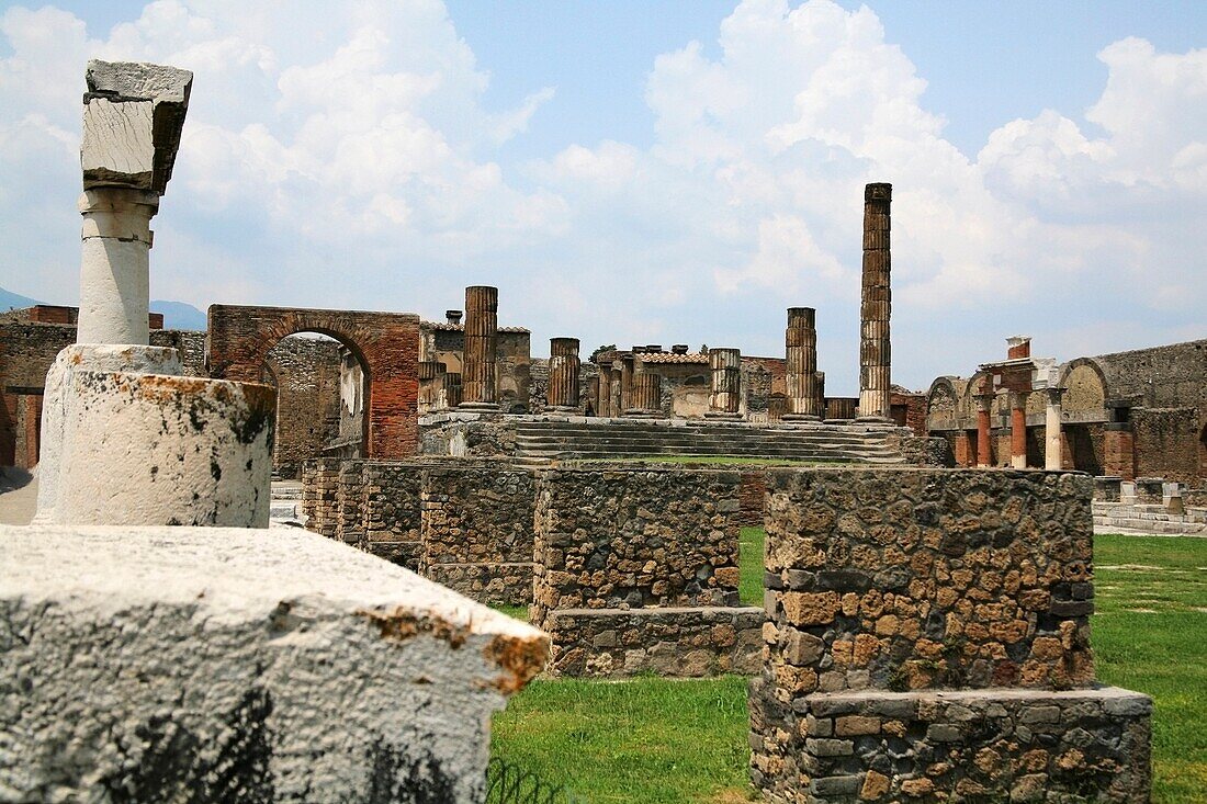 Pompeji, Italien; Historische italienische Ruinen, Nachwirkung eines Vulkanausbruchs