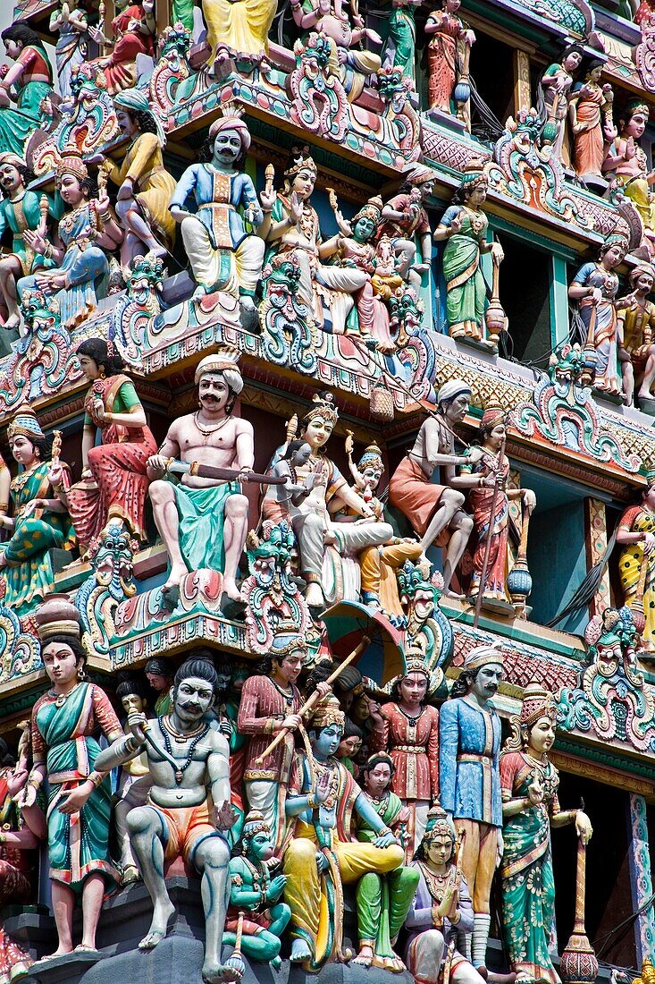 Detail des Sri Mariamman Hindu-Tempels; Singapur, Singapur