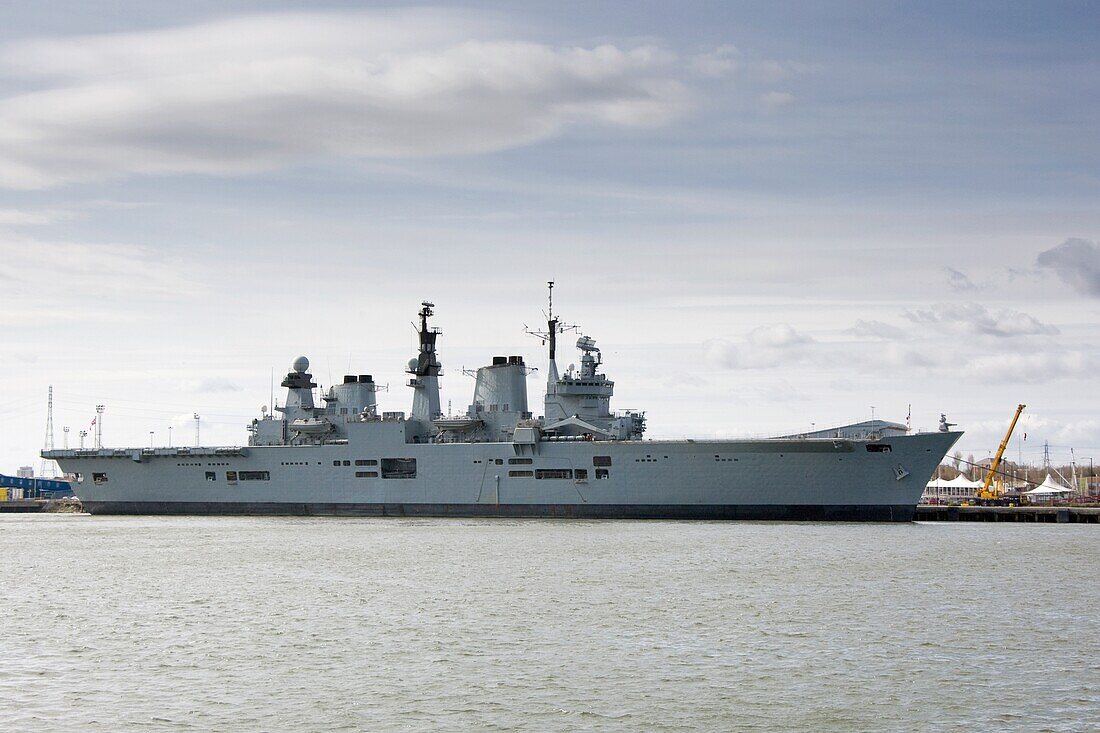 Battleship On The River Tyne, England