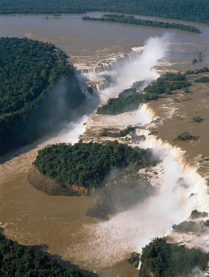Aerial Of Waterfall, Iguazu Falls, Brazil