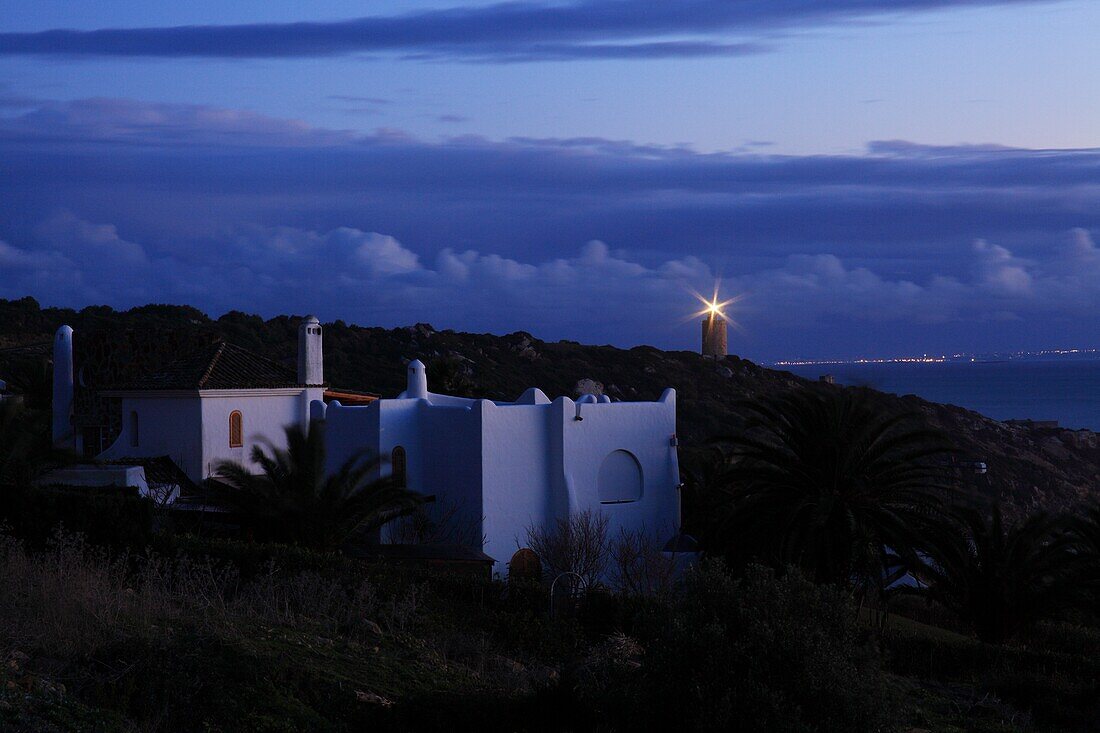 Lighthouse Beacon At Night, Zahara De Los Atunes, Cadiz, Spain