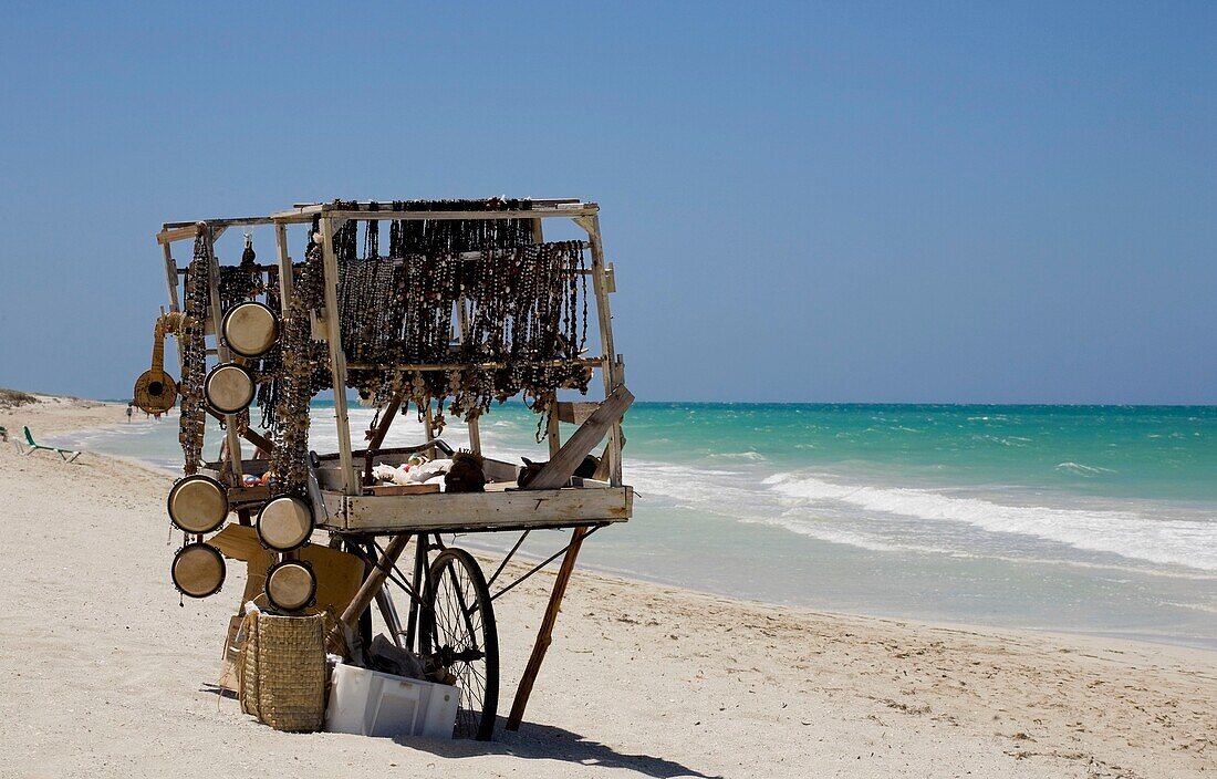 Trinket Cart On Varadero Beach; Varadero, Cuba