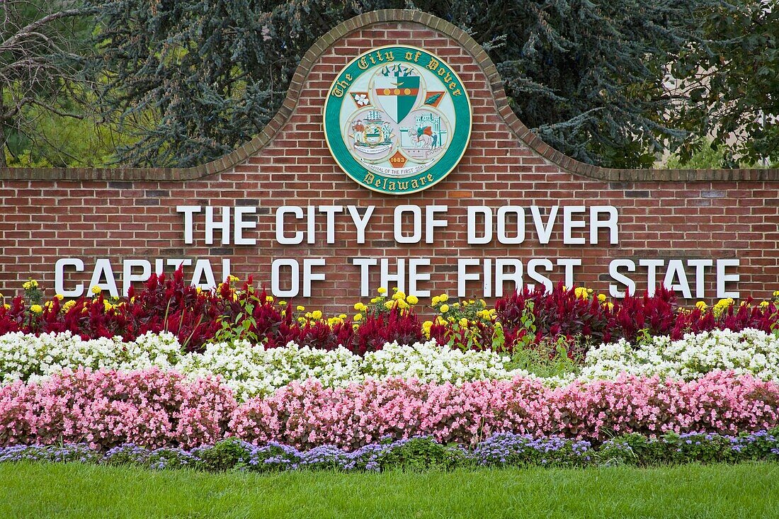 City Welcome Sign, Dover, Delaware, Usa