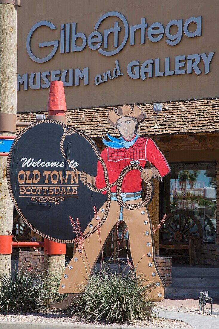 Western-Schild, Altstadt Scottsdale, Scottsdale, Arizona, USA