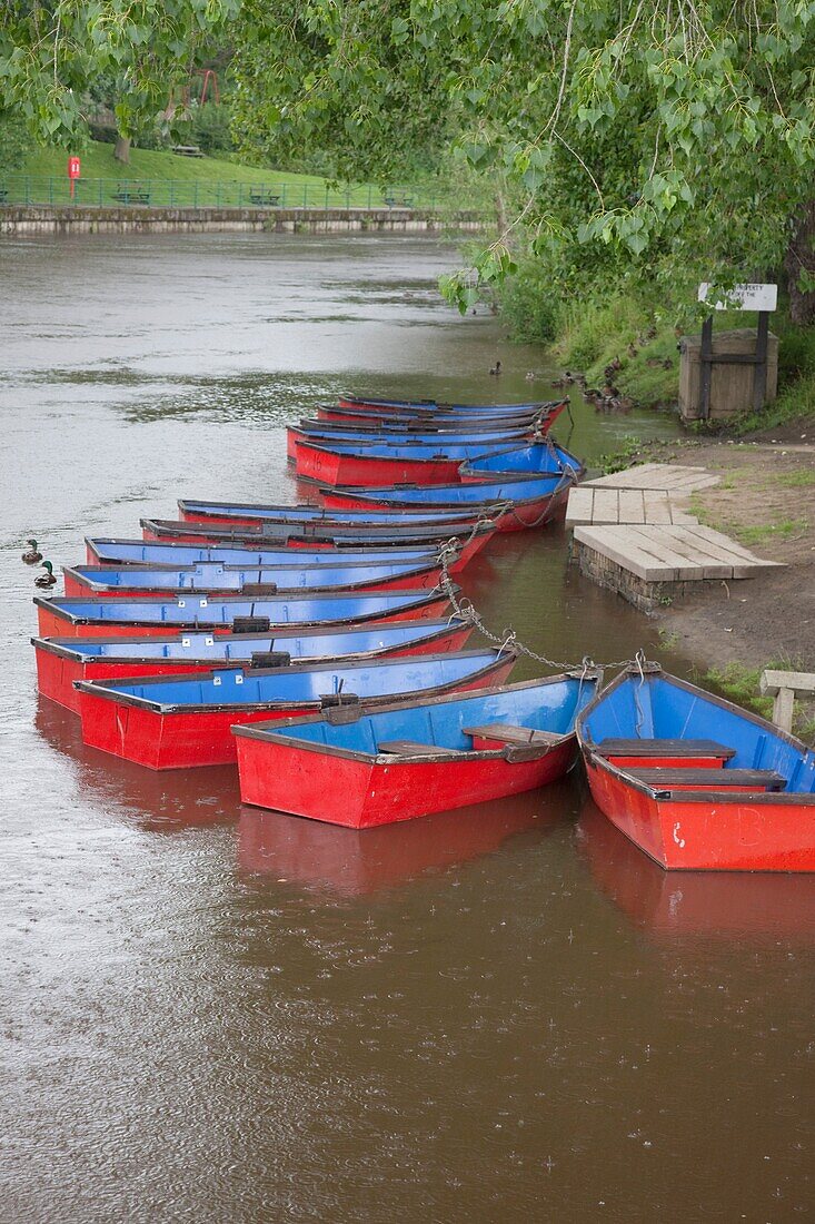 Rowboats On River Wansbeck, Morpeth, Northumberland, England