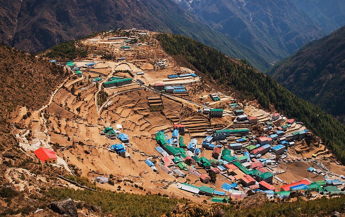 The Town Of Namche Bazaar, Khumbu Region, Nepal; Khumbu Region, Nepal