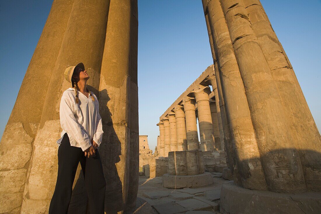 Woman Tourist At The Temple Of Luxor, Egypt