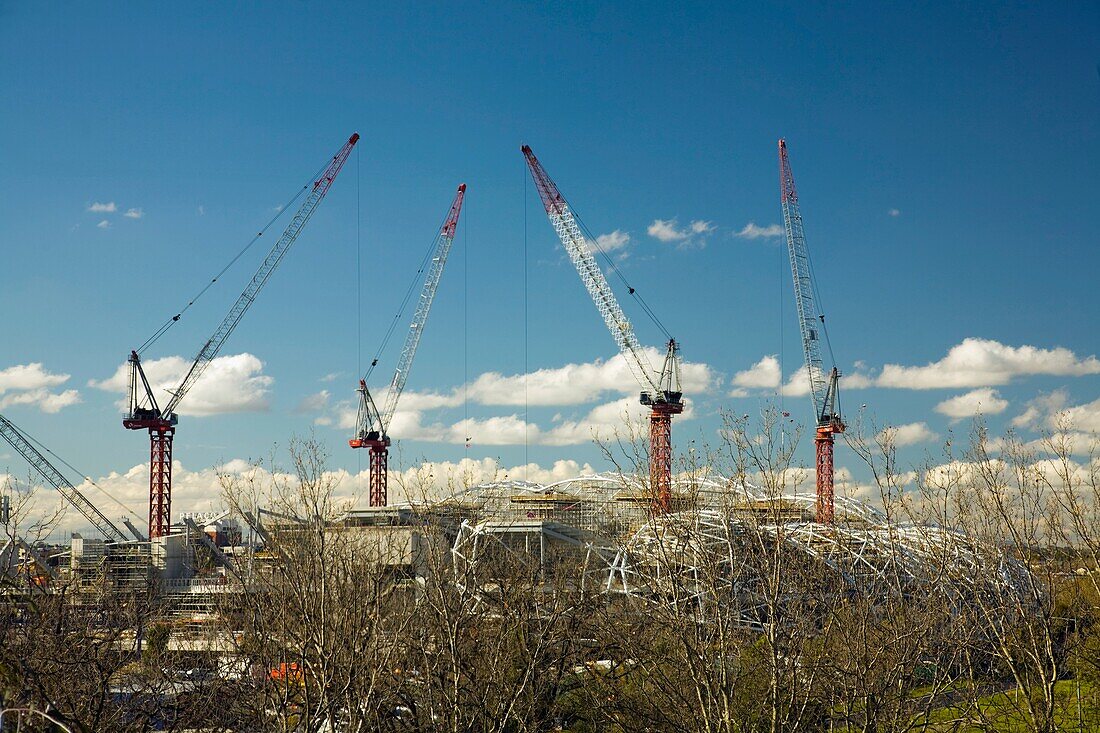 Cranes Building Soccer Arena, Melbourne, Australia