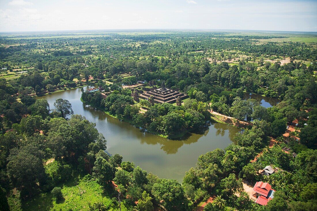 Aerial View Of Farmland, Siem Reap, Cambodia