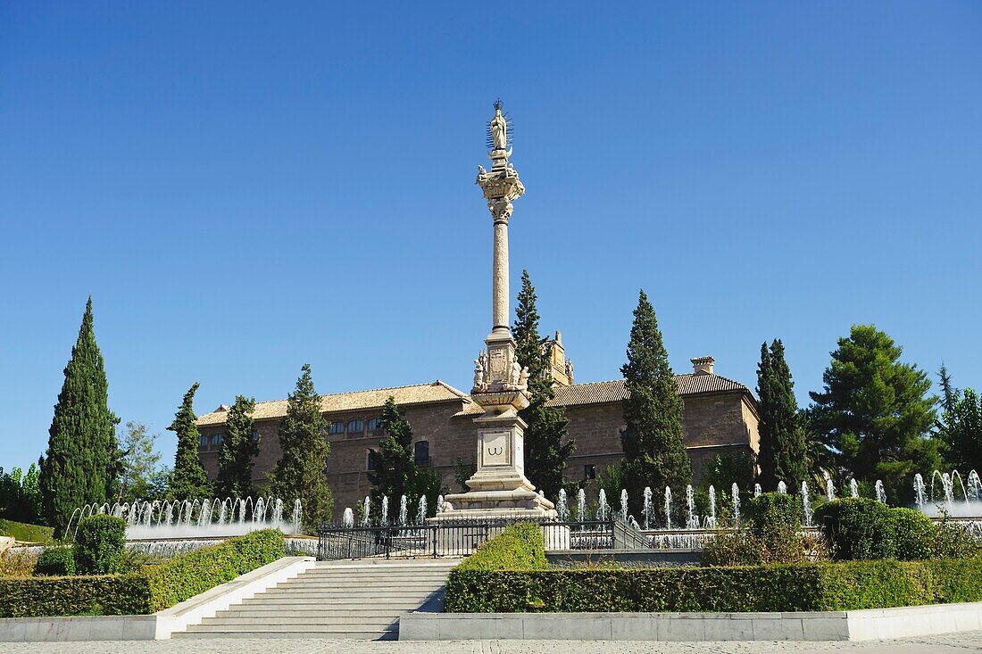 Fuente Del Triunfo Statue And Royal Hospital, Granada, Spain