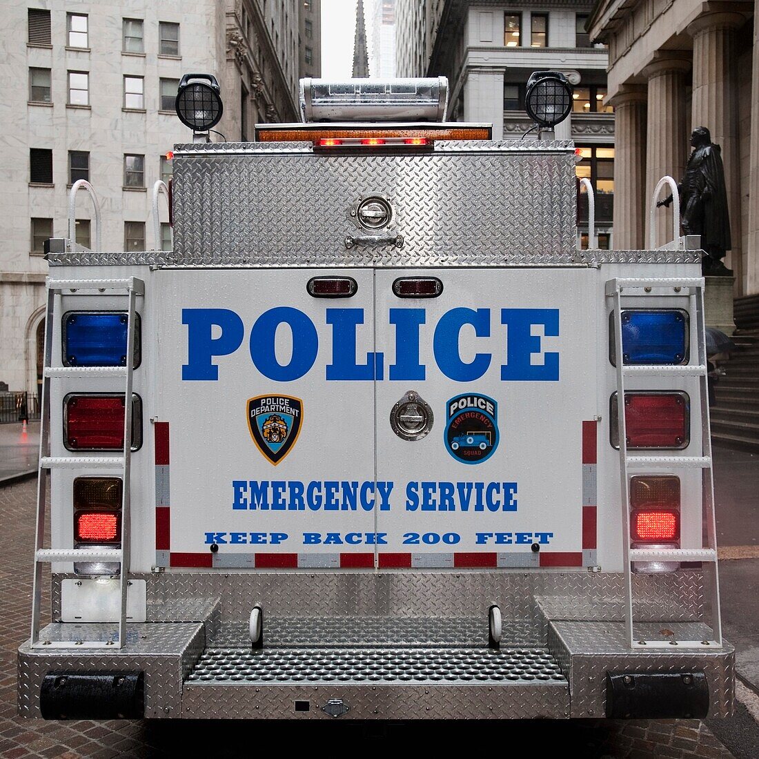Rückseite eines Polizeifahrzeugs, Manhattan, New York, USA