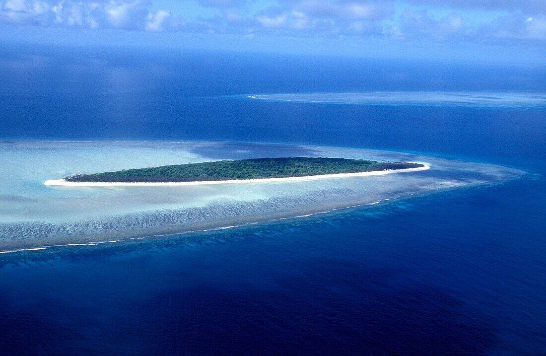 Insel in Capricornia Cays, Luftaufnahme