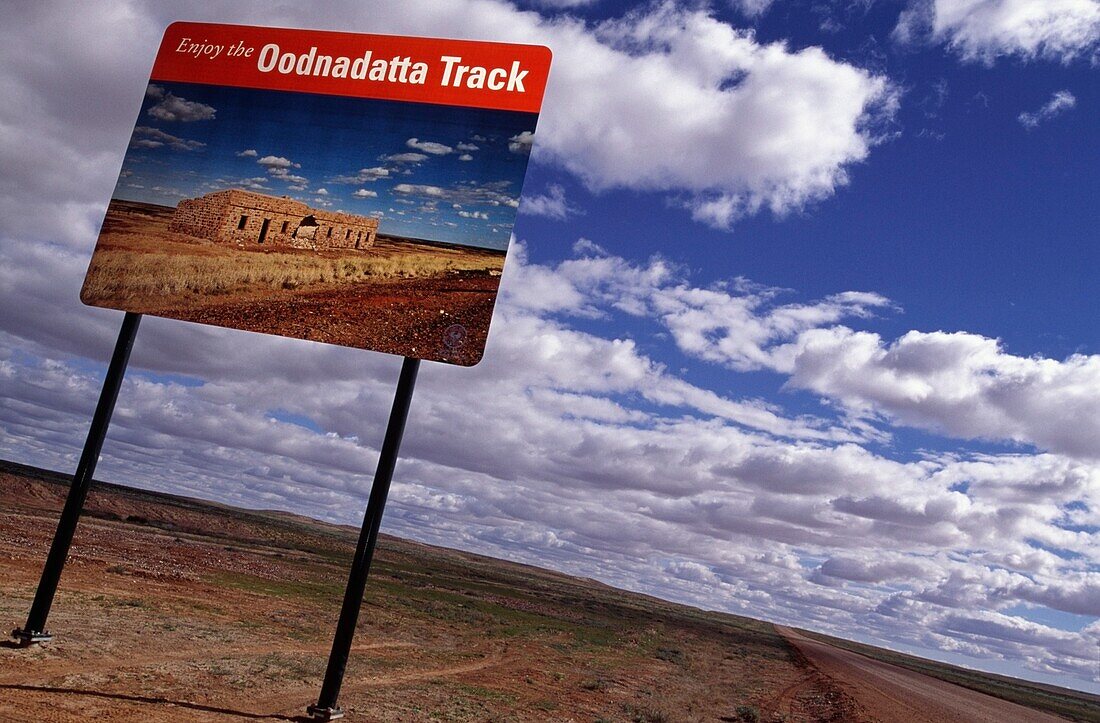 Sign For Oodnadatta Track On Dirt Road