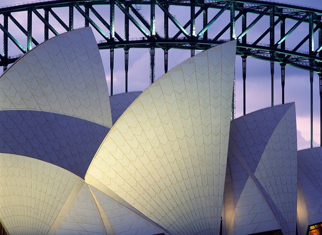 Looking Over The Opera House To The Sydney Harbor Bridge, Close Up