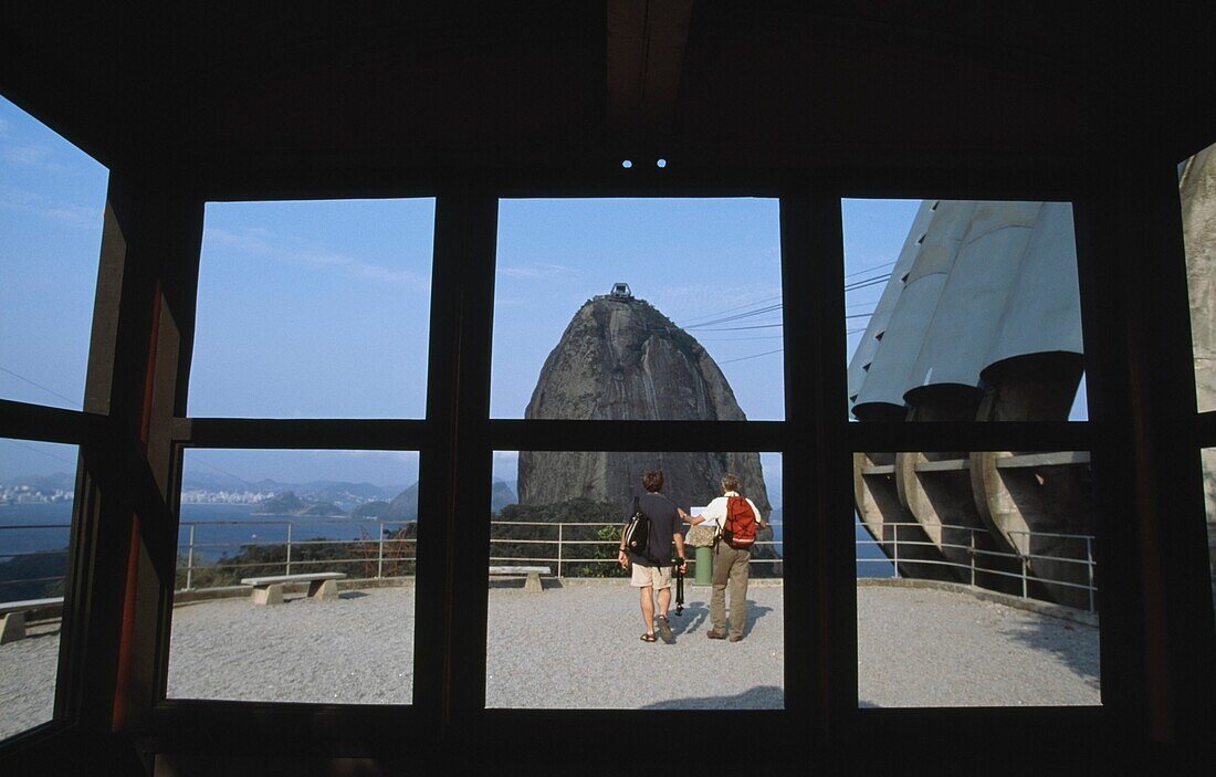 Tourists At Old Cable Car Near Sugarloaf Mountain