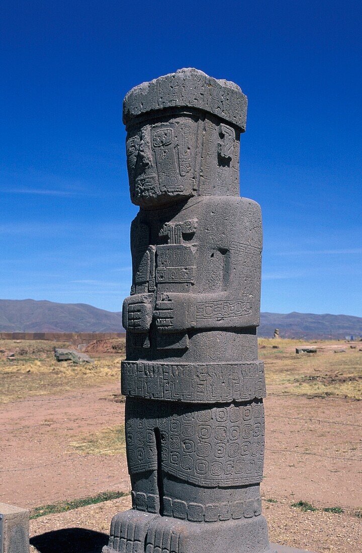 Ponce Monolith In Kalasasaya At Tiahuanaco, Close Up