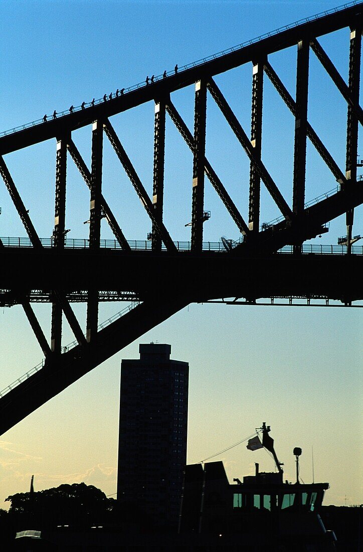 People Walking On Sydney Harbor Bridge