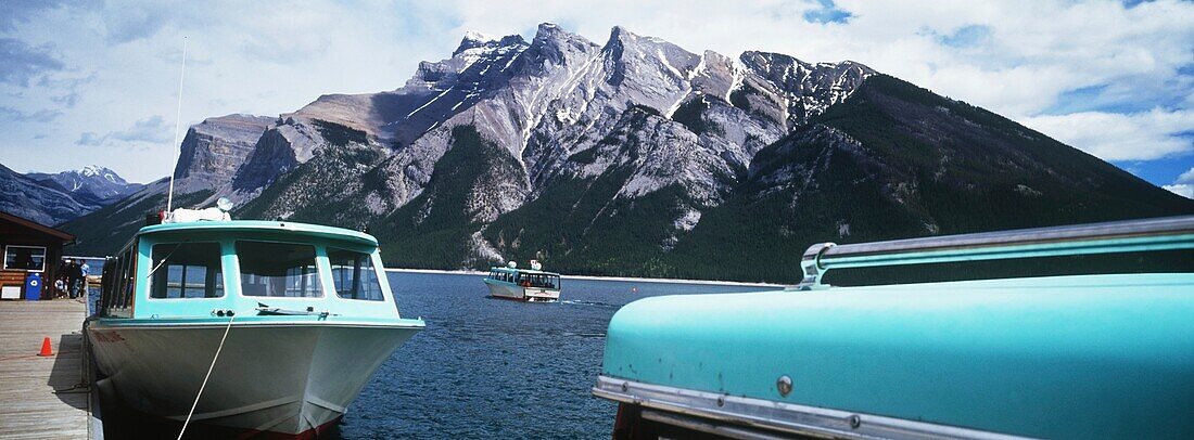 Boats On Lake In Canadian Rockies