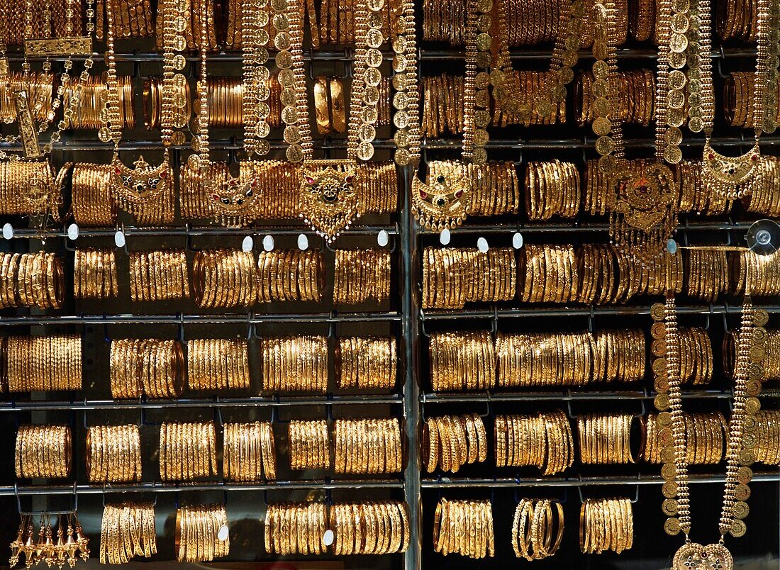 Gold Jewellery For Sale In The Gold Souq, Close Up