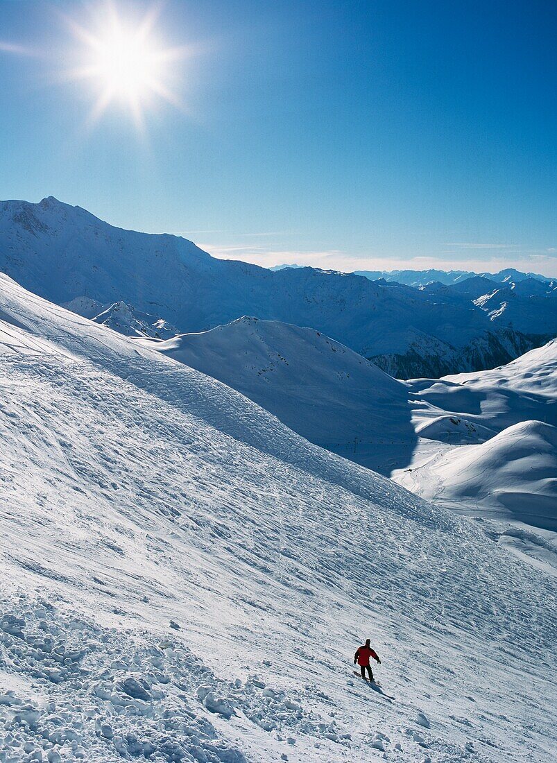 Snowboarder Going Off Piste