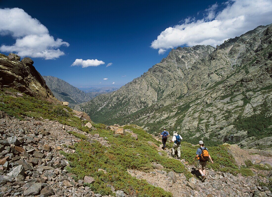 Hikers Descending Monte Cinto