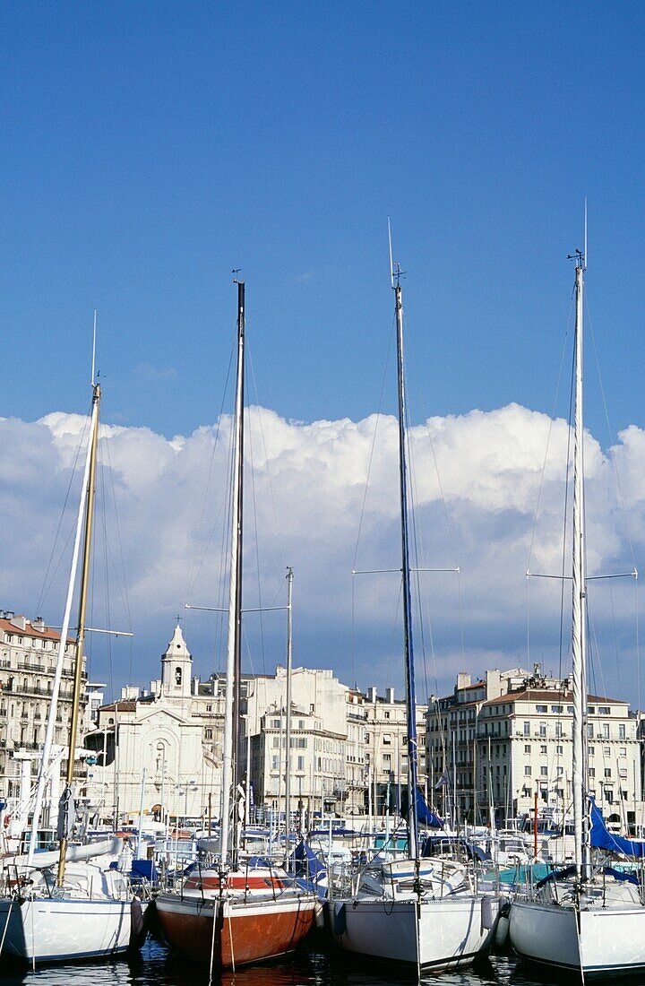 Sail Boats Moored In The Vieux Port, Marseille