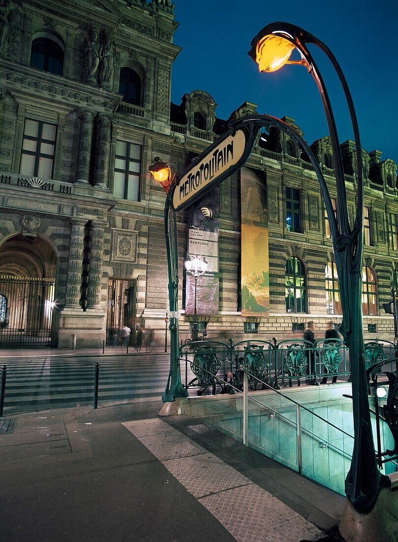 Entrance To Metro Station Outside The Louvre.