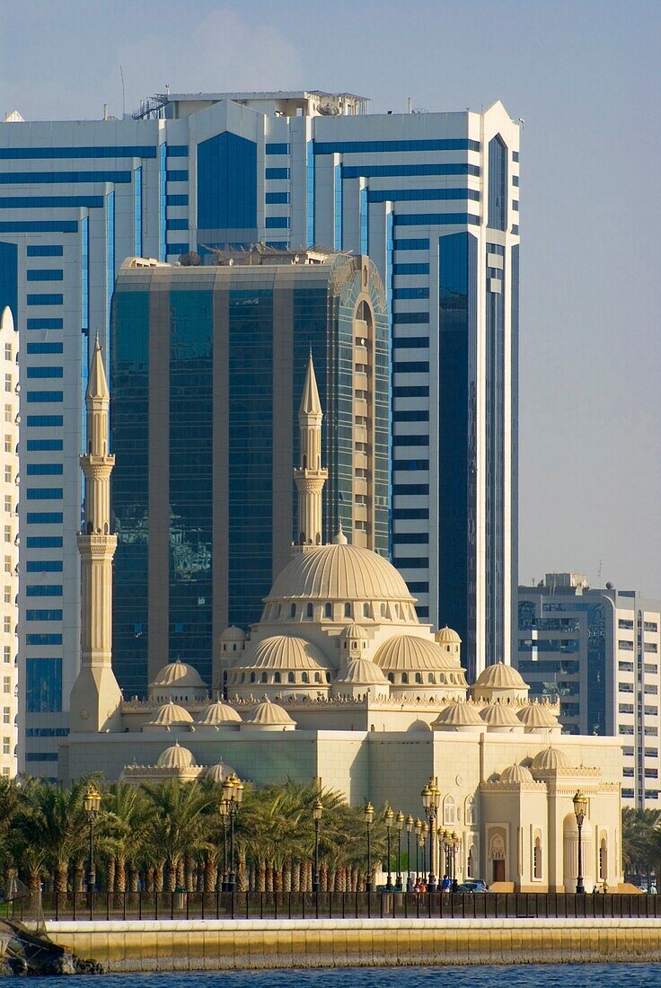Sharjah Mosque And Skyscrapers