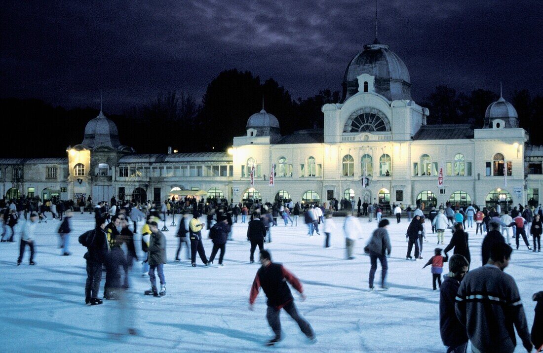 People Ice Skating At Night