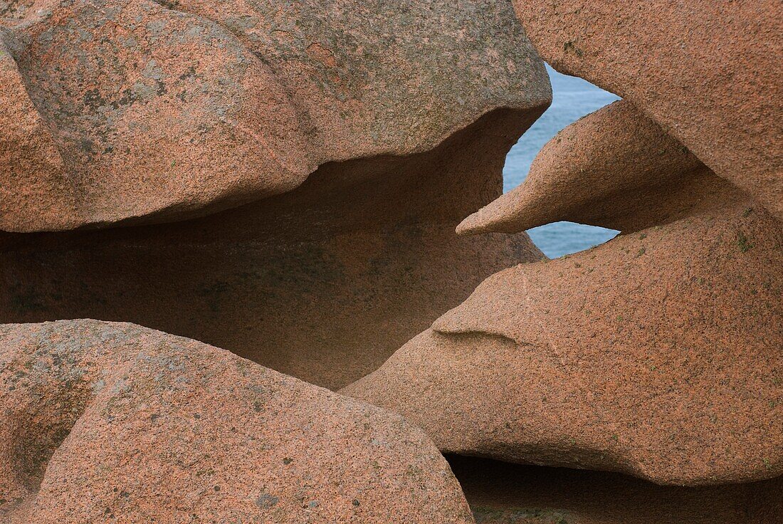 Strangely Shaped Rocks Of The Cote De Granit Rose, Ploumanach, Brittany, France.