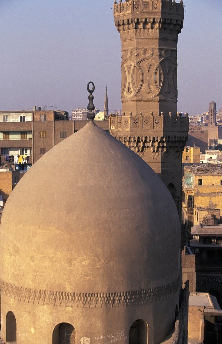 Barquq Mausoleum And Cairo Cityscape
