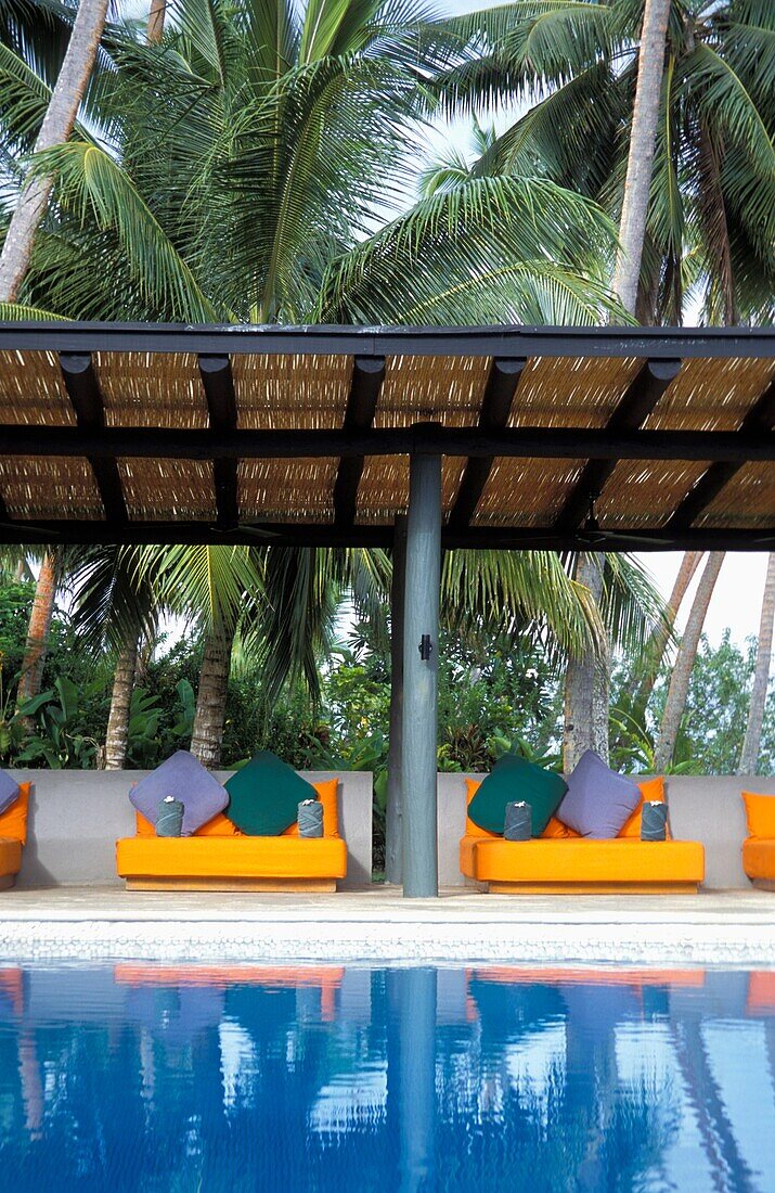 Padded Loungers By Pool