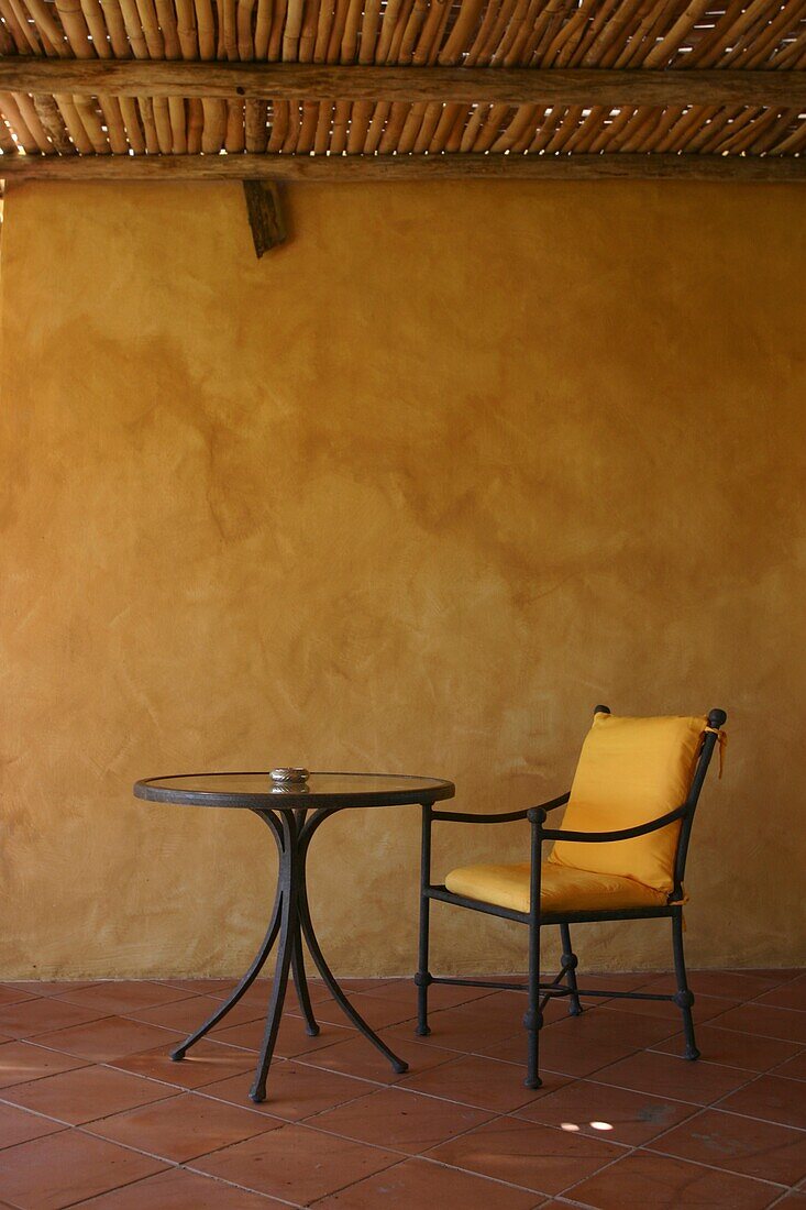 Empty Table And Chair On Patio