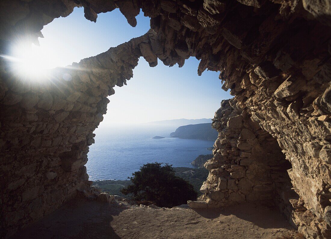 Fort Of Monolithos On West Coast Of Rhodes
