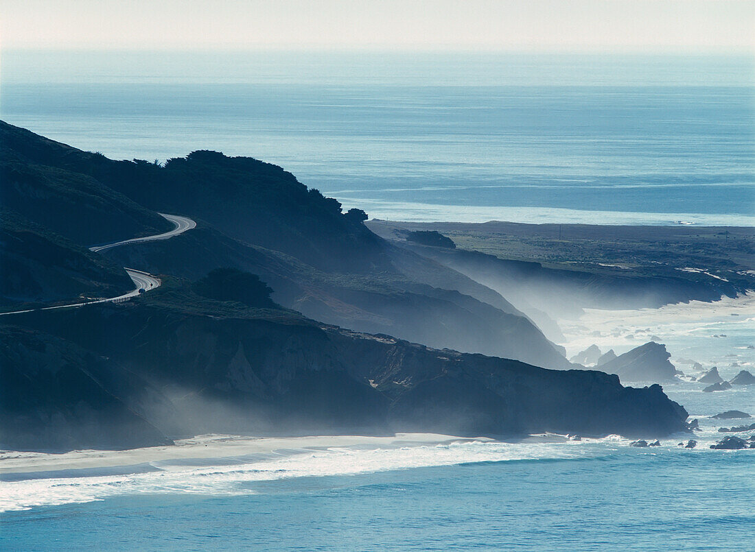 Route 1 Winding Along The Big Sur Coastline