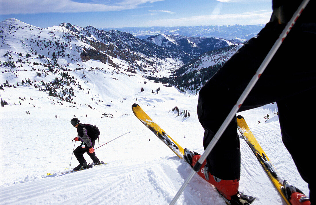Skiiers On Ski Slope, Low Angle