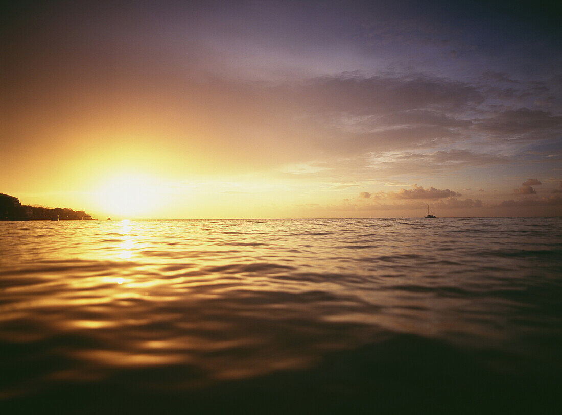 Looking Across Calm Waters At Dusk