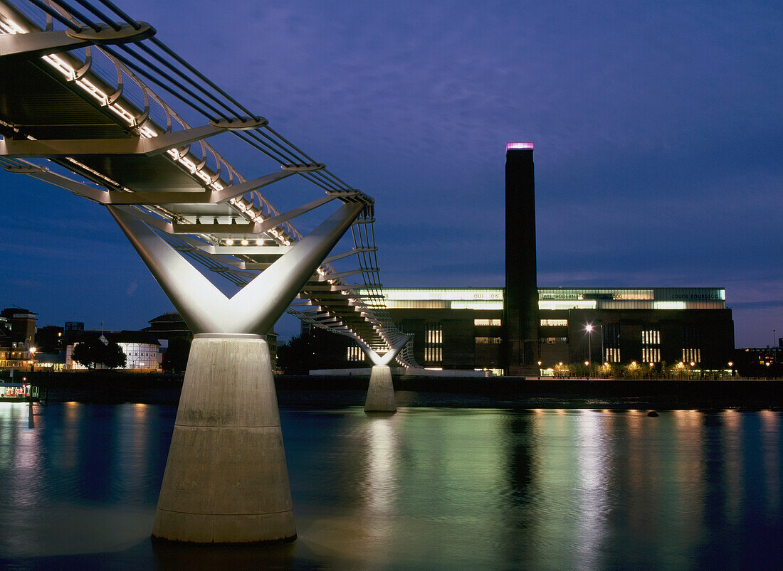 Millennium Bridge And Tate Modern Museum At Dusk