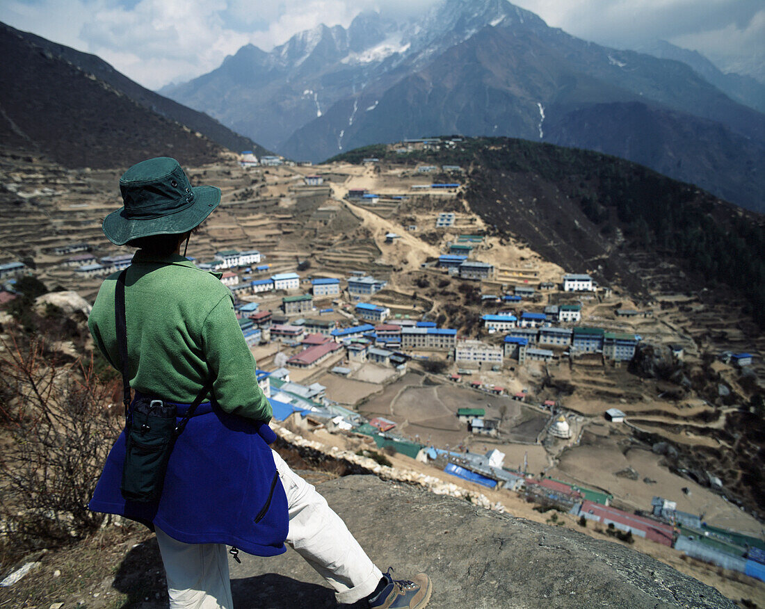 Trekker Above Namche Bazaar (3440M.), Sagarmatha National Park