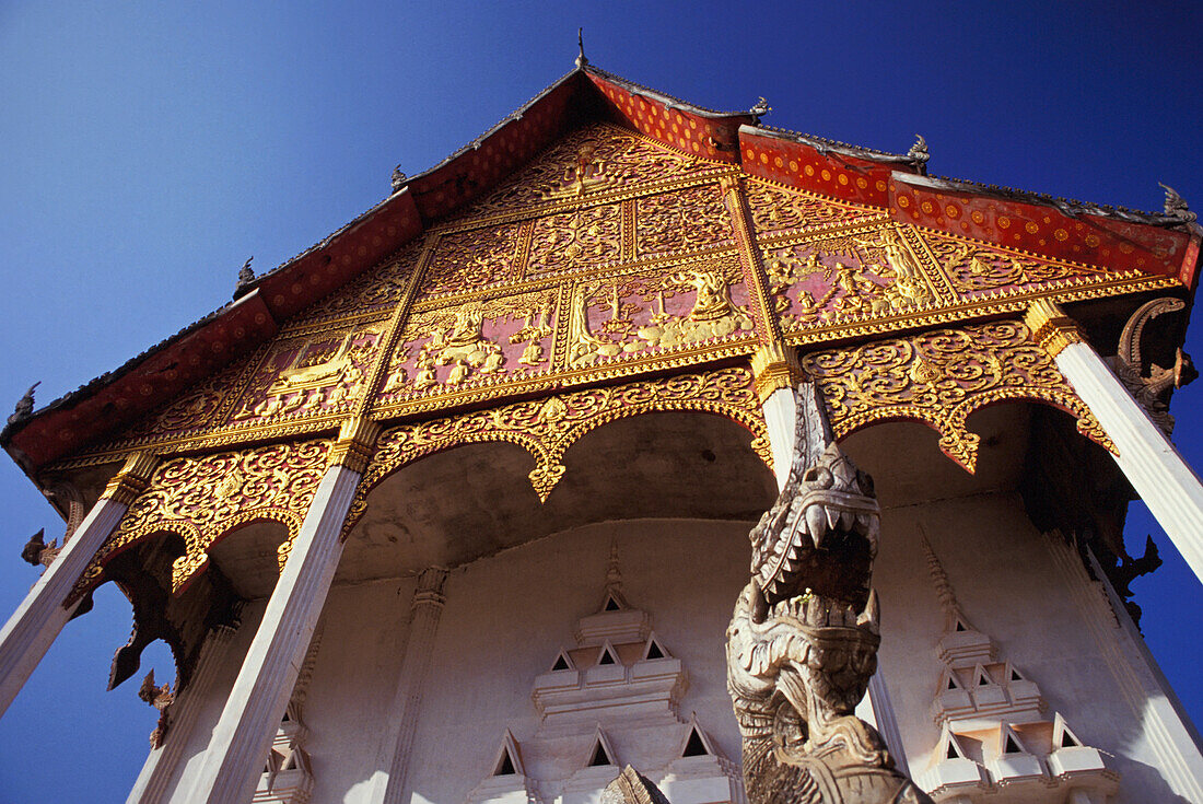 Ornate Gilded Wat, Low Angle View