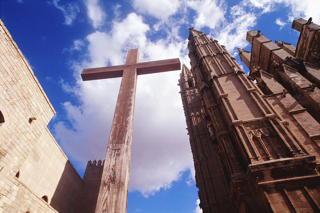 Palma Cathedral And Wooden Cross