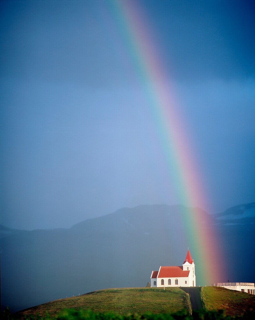 Rainbow Over Church And Snaefellsness