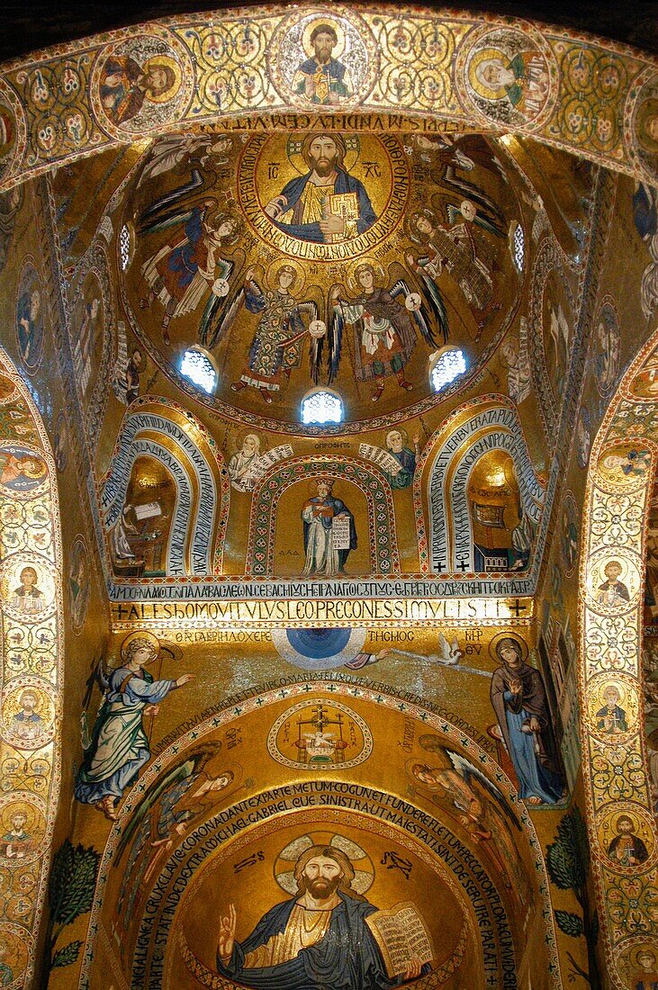 Byzantine Gold Mosaics In Cappella Palatina Chapel Of Norman Palace
